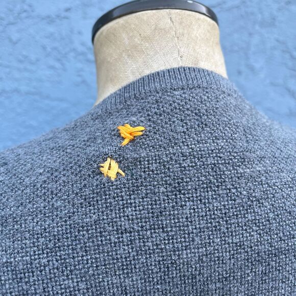 Hand Embroidered Sweater Upcycled One of a kind unisex Medium or large - Picture 4 of 7